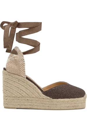 Castaner Buty, Kobieta, brązowy, 36 EU, Bawełna, Alpargata z koturną o wysokości 11 cm