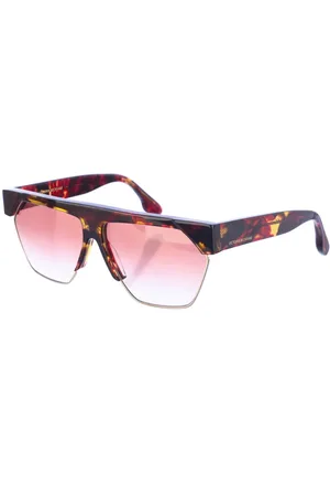 Victoria Beckham Akcesoria, Kobieta, brązowy, ONE SIZE, Okulary przeciwsłoneczne w kształcie prostokąta z ramką w kolorze Havana niebieskim i soczewkami w kolorze brązowym z gradientem