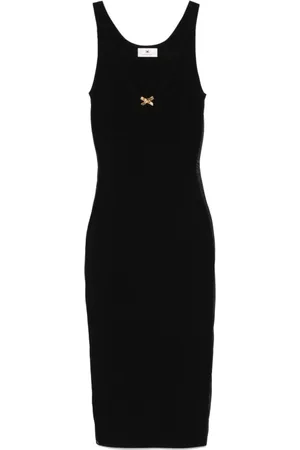 Elisabetta Franchi Sukienki, Kobieta, Czarny, XL, Tiul, Sukienka z dzianiny i tiulu