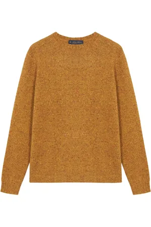 Brooks Brothers Swetry, Kobieta, Żółty, L, Wełna, Żółty sweter z mieszanki wełny i alpaki z okrągłym dekoltem