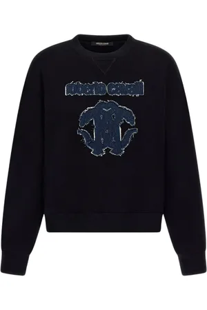 Roberto Cavalli Bluzy, Kobieta, Czarny, L, Bluza z Haftowanym Logo Czarna Damska