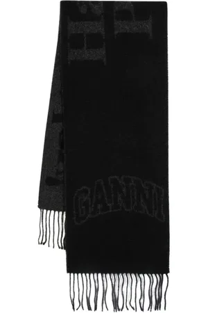 Ganni Akcesoria, Kobieta, Czarny, ONE SIZE, Wełna, Wełniany szalik