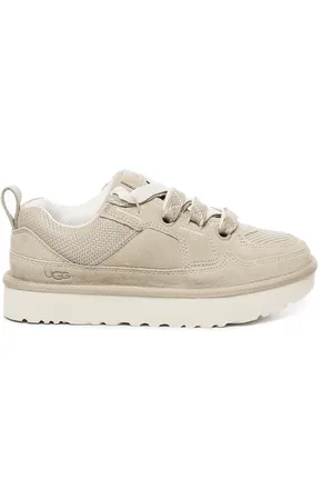UGG Buty, Kobieta, Beżowy, 35 EU, Zamsz, Beżowe Zamszowe Sneakersy Wiązane Okrągły Nosek