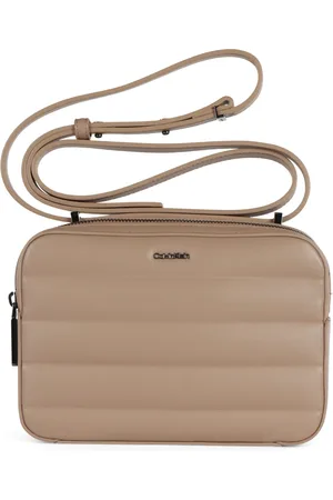 Calvin Klein Torebki, Kobieta, Beżowy, ONE SIZE, Skóra, Pikowana torebka crossbody ze skóry ekologicznej