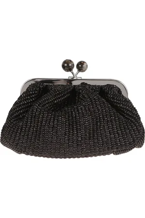 Max Mara Torebki, Kobieta, Czarny, ONE SIZE, Czarna Torebka z Efektem Raffia