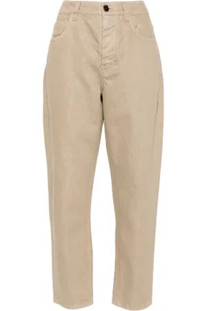 Brunello Cucinelli Spodnie, Kobieta, brązowy, S, Bawełna, Kawa Brązowe Krótkie Jeansyy Slim Fit