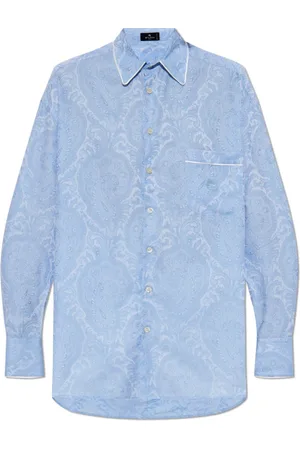 Etro Bluzki, Kobieta, Niebieski, M, Bawełna, Koszula we wzór `paisley`