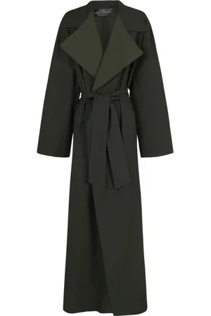 Cortana Płaszcze, Kobieta, Zielony, XS, Bawełna, Camille Oversized Gabardine Coat