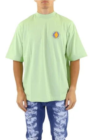 MARCELO BURLON Koszulki, Mężczyzna, Zielony, S, Bawełna, Sunset Bird DBL Hem Over Tee