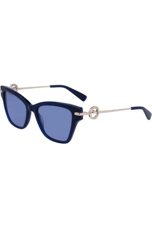 Longchamp Akcesoria, Kobieta, Niebieski, ONE SIZE, Niebieskie okulary przeciwsłoneczne z octanu