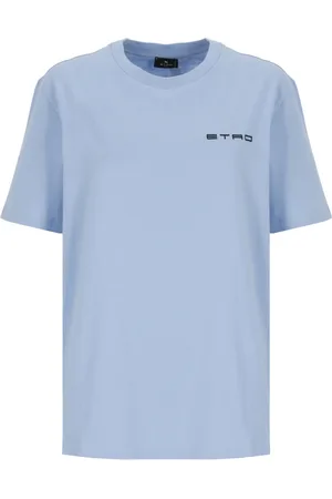 Etro Koszulki, Kobieta, Niebieski, XS, Bawełna, Bawełniana koszulka T-shirt z logo