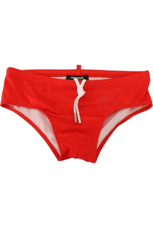Dsquared2 Stroje kąpielowe, Mężczyzna, Czerwony, M, Czerwono-czarne slipy kąpielowe z nadrukiem Icon