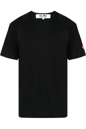 Comme des Garçons Koszulki, Mężczyzna, Czarny, S, Bawełna, T-Shirt z Naszywką Logo Czarny Krótki Rękaw