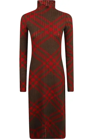 Burberry Sukienki, Kobieta, Czerwony, M, Wełna, Dzianinowa Sukienka Codzienna