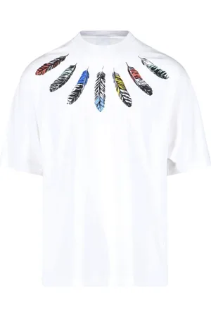 MARCELO BURLON Koszulki, Mężczyzna, Biały, M, Bawełna, Oversize`owy T-shirt z bawełny jersey