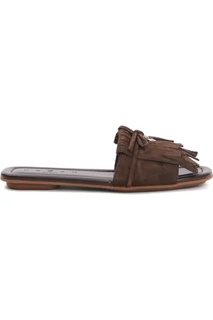 Hogan Buty, Kobieta, brązowy, 41 EU, Zamsz, Brązowe Sandały z Frędzlami z Zamszu