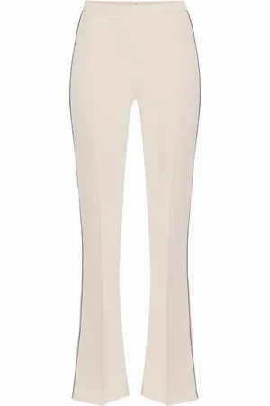 Elisabetta Franchi Spodnie, Kobieta, Beżowy, S, Poliester, Rozszerzane spodnie z elastycznego krepu
