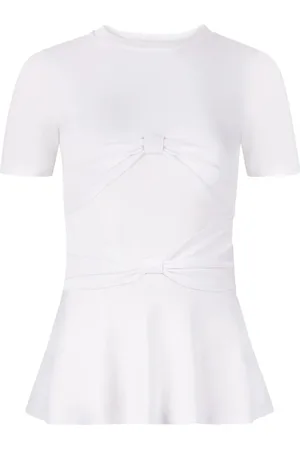 Nina Ricci Koszulki, Kobieta, Biały, XL, Bawełna, T-shirt z baskinką i kokardą