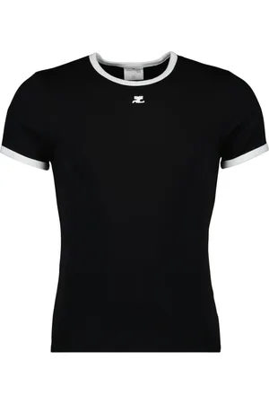 Courrèges Koszulki, Mężczyzna, Czarny, S, Bawełna, Koszulka T-shirt Contrast Signature