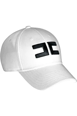 Elisabetta Franchi Akcesoria, Kobieta, Biały, S, Bawełna, Ivory Canvas Visor Hat Spring Summer