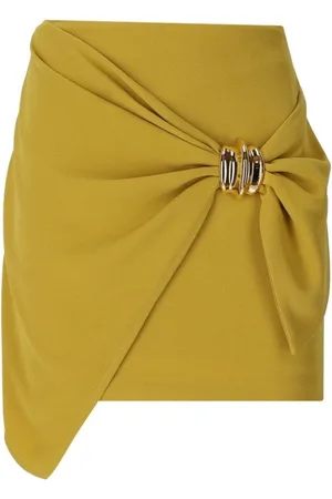 Elisabetta Franchi Spódnice, Kobieta, Żółty, XS, Poliester, Curry Spódnica z Kokardą