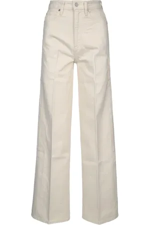 Calvin Klein Spodnie, Kobieta, Beżowy, W27, Bawełna, Szerokie jeansy z wysokim stanem Ecru