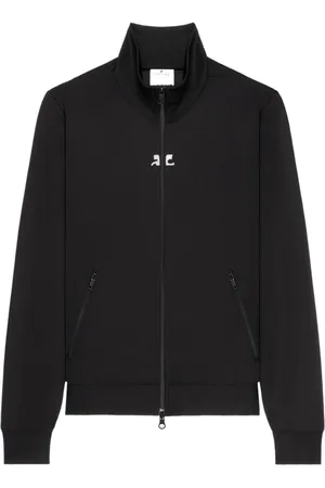 Courrèges Bluzy, Mężczyzna, Czarny, L, Poliester, Bluza dresowa z zamkiem i logo AC
