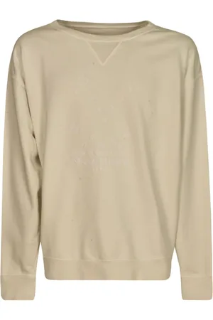 Maison Margiela Bluzy, Mężczyzna, Beżowy, S, Bawełna, Bluza z numerowym logo
