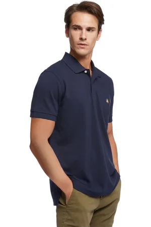 Brooks Brothers Koszulki, Mężczyzna, Niebieski, 2XL, Bawełna, Koszulka polo Slim Fit z krótkim rękawem