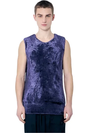 DRIES VAN NOTEN Koszulki, Mężczyzna, Fioletowy, S, Puszysty Top Dzianinowy