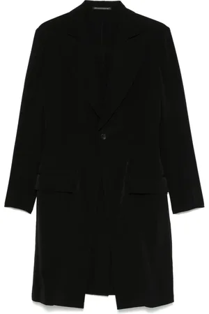 YOHJI YAMAMOTO Płaszcze, Mężczyzna, Czarny, M, Luksusowa Czarna Kurtka z Klapą