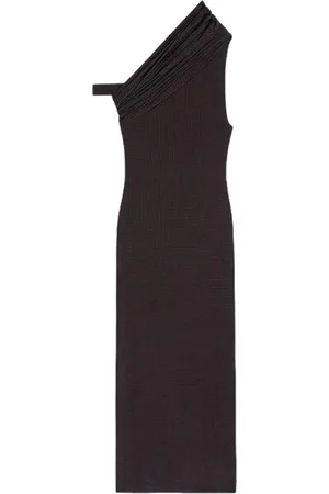 Courrèges Sukienki, Kobieta, brązowy, XS, Długa Sukienka w Kratę z Zakrętem