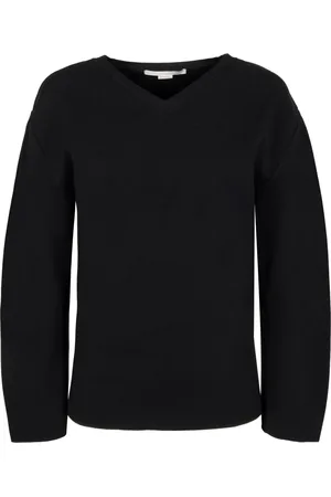 Stella McCartney Swetry, Kobieta, Czarny, S, Długi Sweter z Rąbkiem
