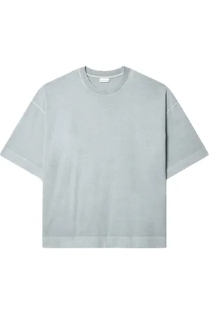 DRIES VAN NOTEN Koszulki, Mężczyzna, Szary, M, Bawełna, Szara bawełniana koszulka o kroju oversize