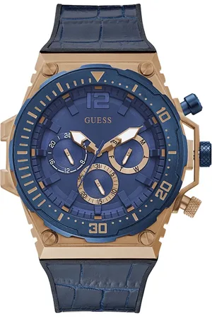 Guess Akcesoria, Mężczyzna, Niebieski, ONE SIZE, Zegarek ze stali nierdzewnej Dorado
