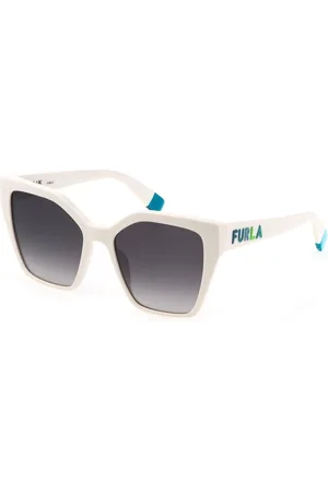 Furla Akcesoria, Kobieta, Beżowy, ONE SIZE, Plastikowe okulary przeciwsłoneczne z szarymi szkłami