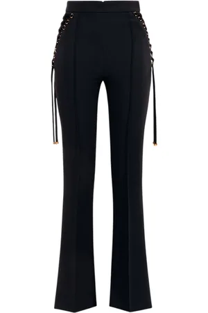Elisabetta Franchi Spodnie, Kobieta, Czarny, XL, Poliester, Rozkloszowane spodnie z elegancką sylwetką