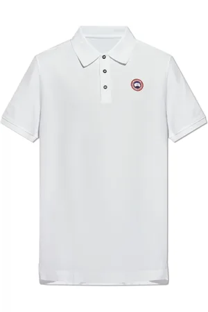 Canada Goose Koszulki, Mężczyzna, Biały, M, Bawełna, Polo z Naszywką Logo