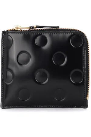 Comme des Garçons Akcesoria, unisex, Czarny, ONE SIZE, Skóra, Skórzany portfel na zamek w kropki