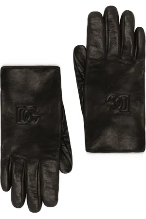 Dolce & Gabbana Akcesoria, unisex, Czarny, 9 1/2 IN, Rękawiczki z gładkiej skóry z jedwabną podszewką