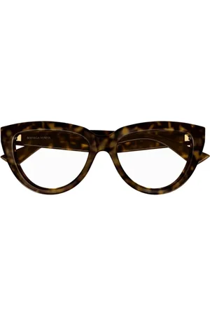 Bottega Veneta Akcesoria, unisex, brązowy, ONE SIZE, Len, Okulary z octanową oprawką typu Kocie Oko