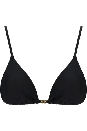 Ganni Stroje kąpielowe, Kobieta, Czarny, M, Nylon, Czarny Top Bikini z Lurexem i Motywem Motyla