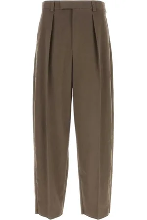 Salvatore Ferragamo Spodnie, Mężczyzna, brązowy, S, Szerokie Bawełniane Spodnie Mud Stretch
