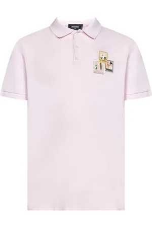 Dsquared2 Koszulki, Mężczyzna, Różowy, L, Bawełna, Stylowa koszulka polo z wielokolorowymi naszywkami