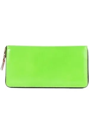 Comme des Garçons Akcesoria, Kobieta, Zielony, ONE SIZE, Skóra, Neonowo Zielony Portfel z Zamkiem Błyskawicznym