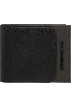Emporio Armani Akcesoria, Mężczyzna, Czarny, ONE SIZE, Minimalistyczny portfel z logo i przegródkami na karty