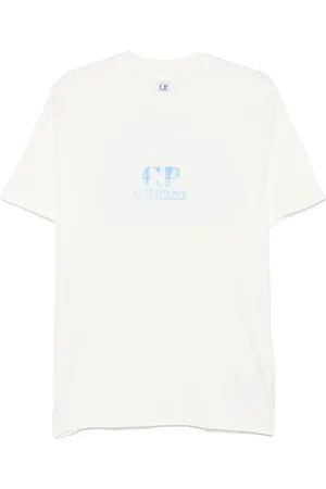 C.P. Company Koszulki, Mężczyzna, Biały, L, Bawełna, Białe T-shirty z Gazy