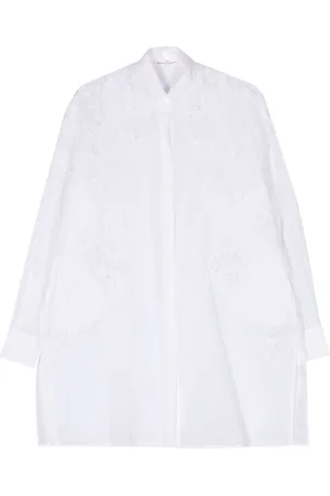 ERMANNO SCERVINO Bluzki, Kobieta, Biały, M, Bawełna, Biała bawełniana koszula Optical