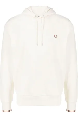Fred Perry Bluzy, Mężczyzna, Biały, S, Bawełna, Żółta bawełniana bluza z haftowanym logo
