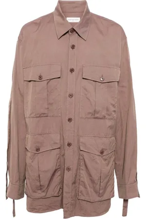 DRIES VAN NOTEN Bluzki, Kobieta, brązowy, M, Bawełna, Stylowa Koszula Calbar